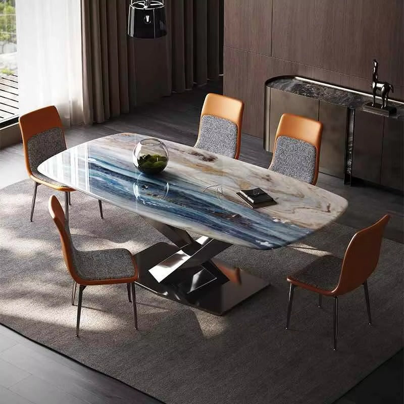 Modern Luxury Dining Sets – Carbon Steel, Marble Top, Stable, Villa/Home/Restaurant Use