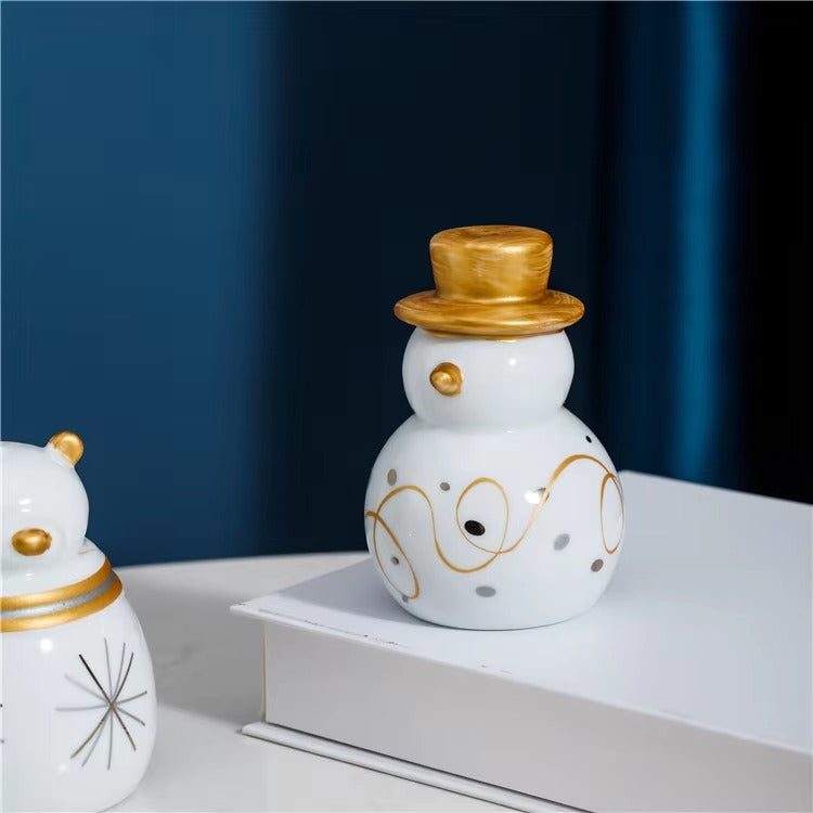 Nordic Style Snowman Christmas Ornaments – Fancy Unique Gifts, Luxury Ceramic Desktop Decor