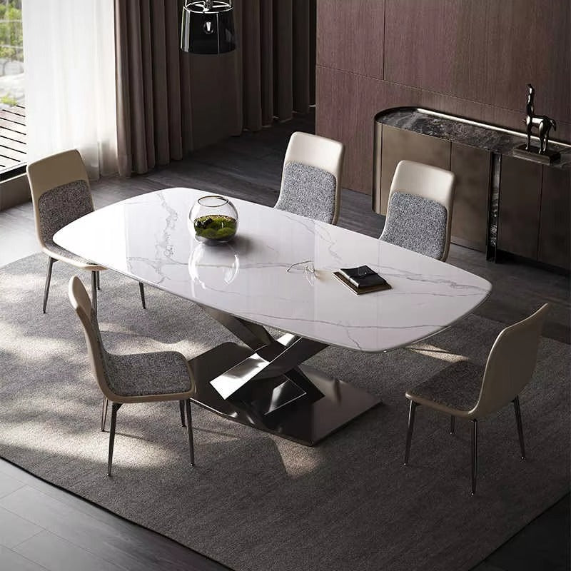 Modern Luxury Dining Sets – Carbon Steel, Marble Top, Stable, Villa/Home/Restaurant Use