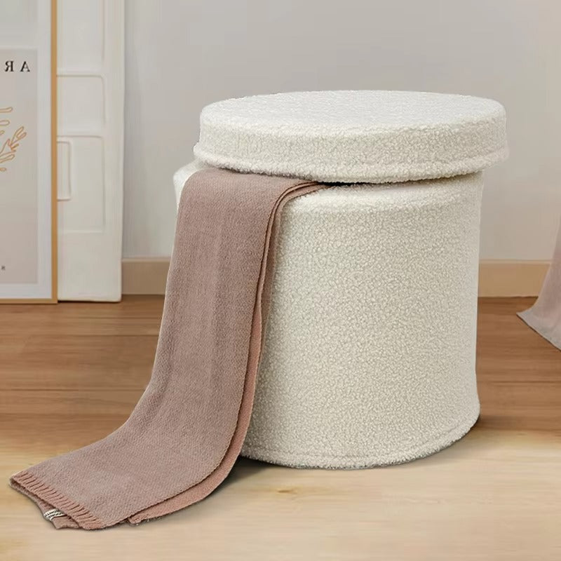 Multi-Functional Round Storage Stools – Fleece Material, Large Capacity, For Household Toys/Sundries