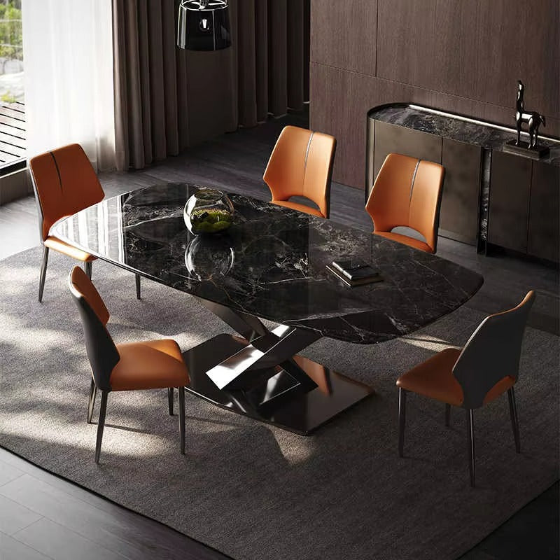 Modern Luxury Dining Sets – Carbon Steel, Marble Top, Stable, Villa/Home/Restaurant Use