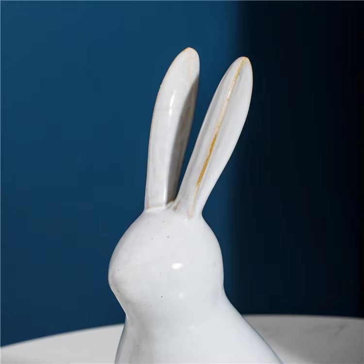 Novelty Modern White Rabbit Ceramic Ornaments – Gift Crafts, Tabletop Home Decor