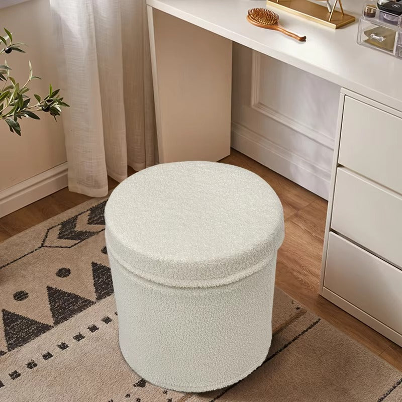 Multi-Functional Round Storage Stools – Fleece Material, Large Capacity, For Household Toys/Sundries