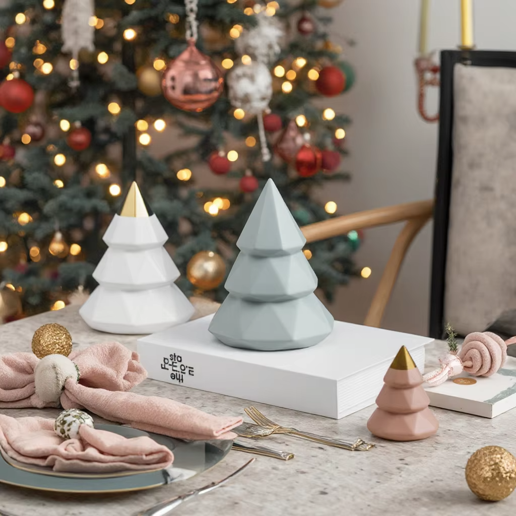 Unique Artistic Porcelain Christmas Tree Decor – Luxury Gift Set, Ceramic Home Decor