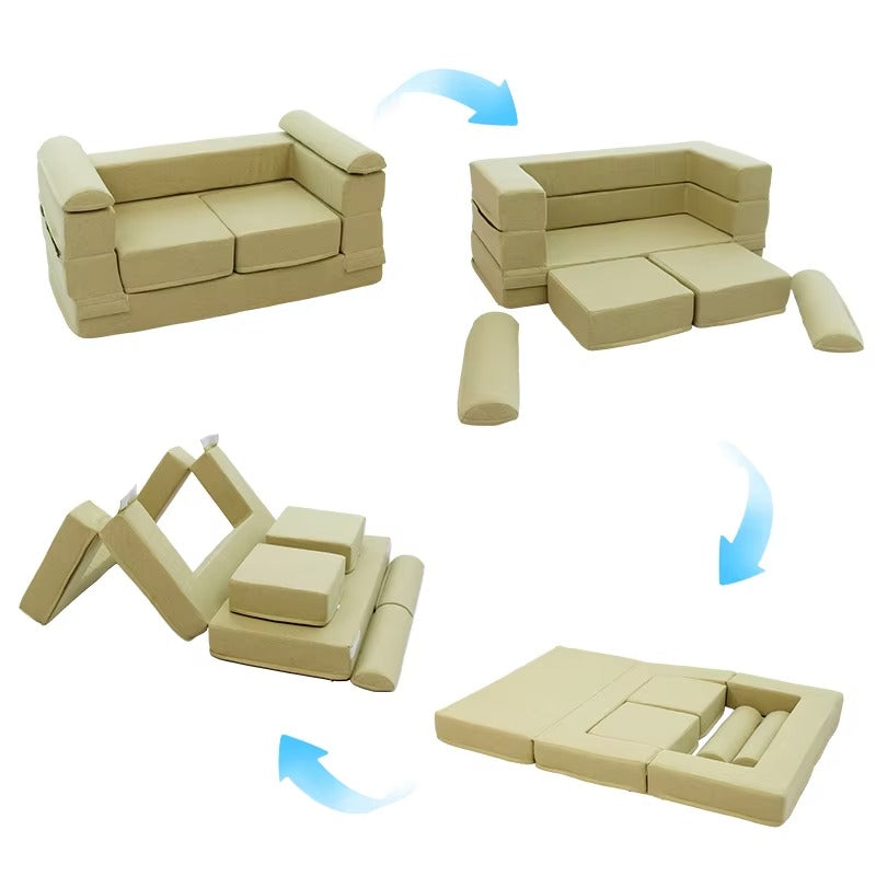 Soft Modular Nugget Kids Couches – Modern Convertible, 6-Piece Foam & Floor Cushion Sets