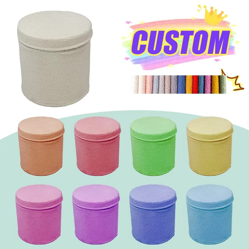 Multi-Functional Round Storage Stools – Fleece Material, Large Capacity, For Household Toys/Sundries