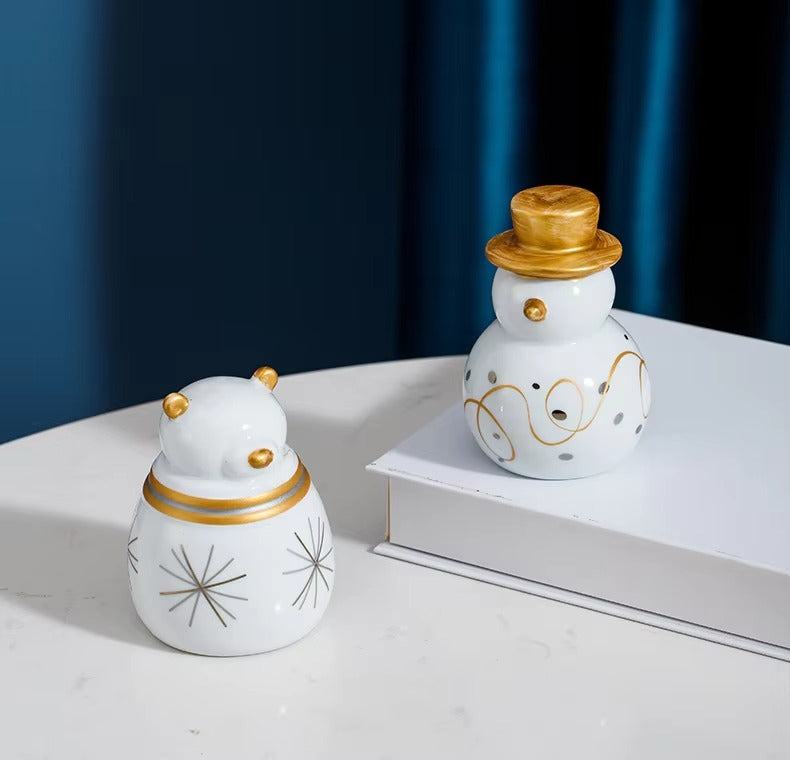 Nordic Style Snowman Christmas Ornaments – Fancy Unique Gifts, Luxury Ceramic Desktop Decor