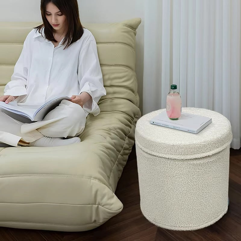 Multi-Functional Round Storage Stools – Fleece Material, Large Capacity, For Household Toys/Sundries