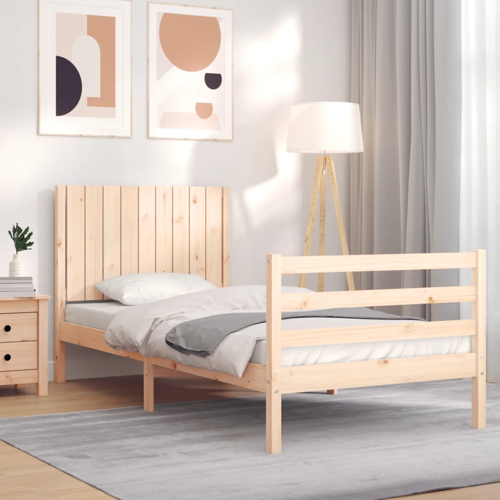 Berkfield Bed Frame with Headboard 90x200 cm Solid Wood