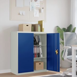 Berkfield File Cabinet Light Grey and Blue 90x40x105 cm Steel