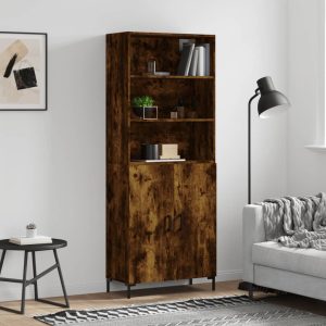 Berkfield Highboard Smoked Oak 69.5x34x180 cm Engineered Wood