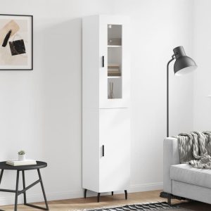 Berkfield Highboard White 34.5x34x180 cm Engineered Wood